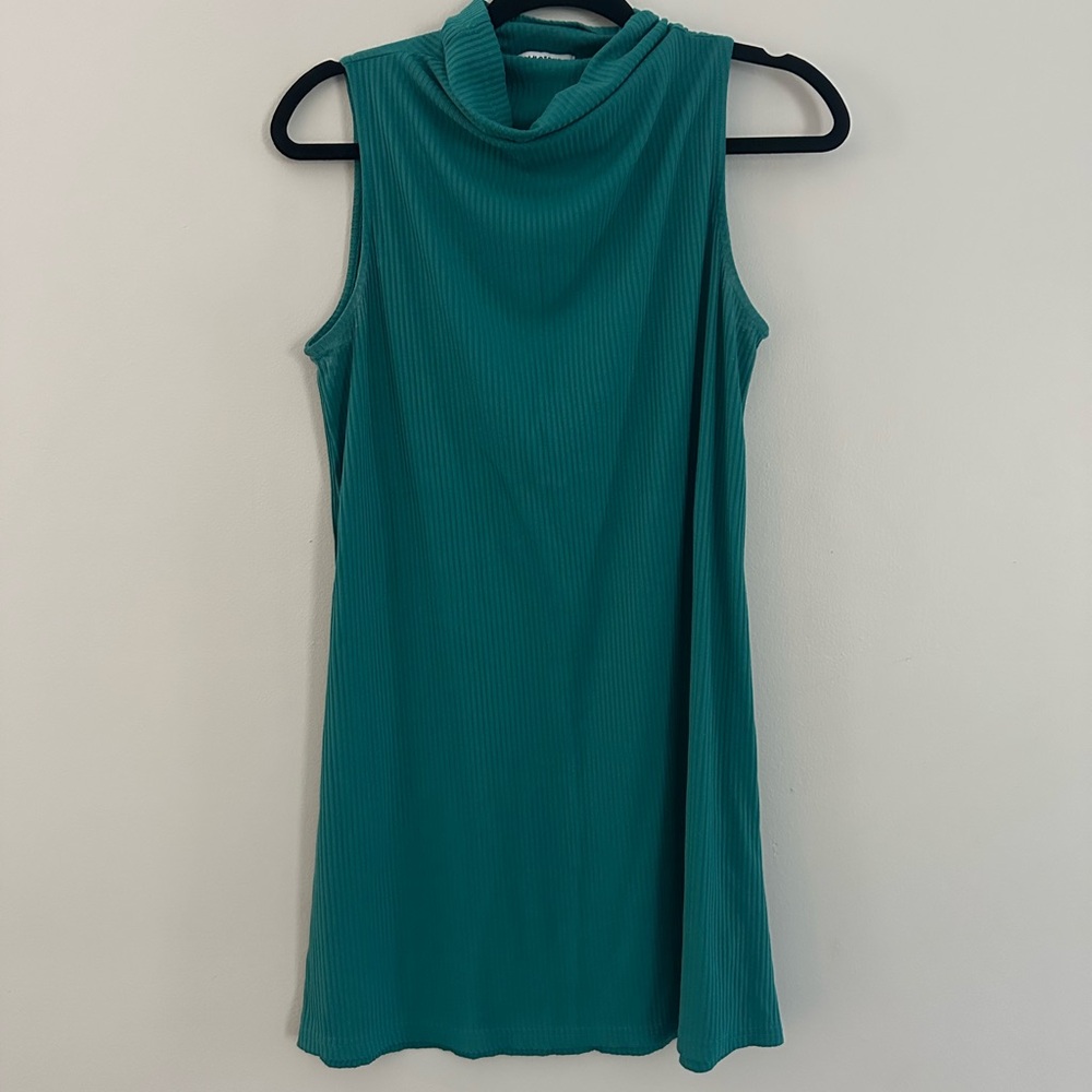 Sleeveless Teal Ribbed Dress - Boutique Brand